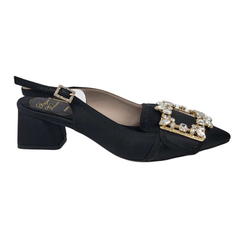 Roger Vivier Embellished-Buckle Slingback Pumps